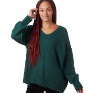 Free People, large, pine needle green, brookside tunic sweater